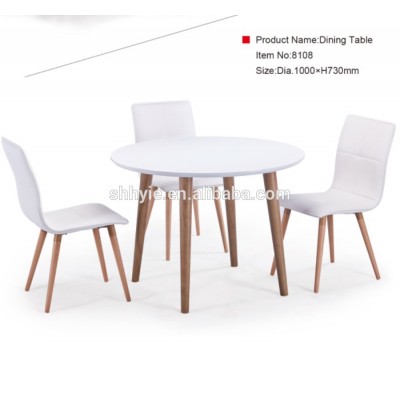 Modern MDF & Rubber wood legs white Dining table